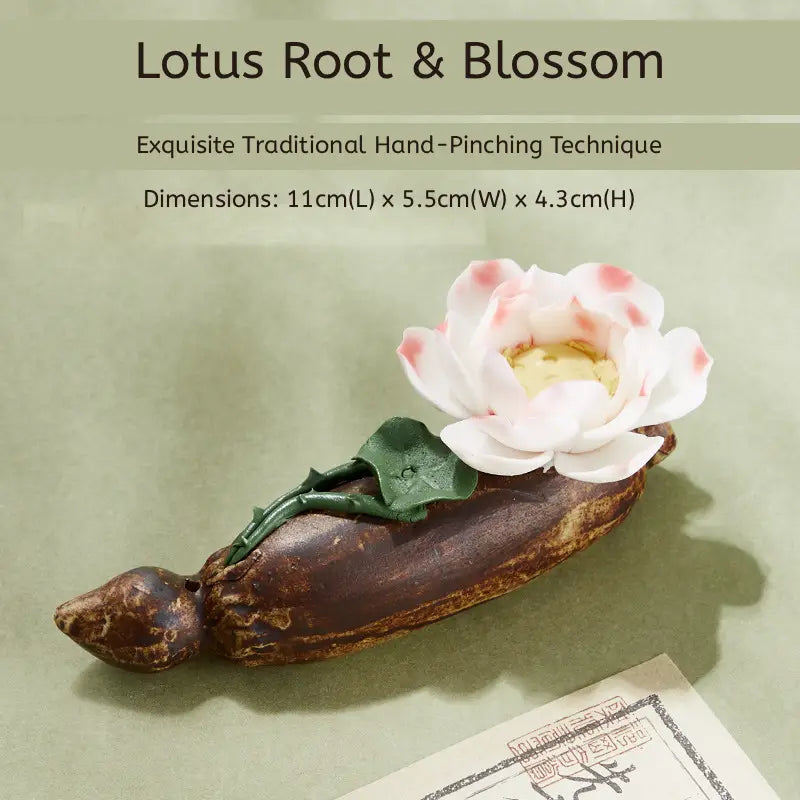 Aura Stroke | Hand-Pinched Ceramic Blossom Incense Holders & Brush Rests | Miniature Desk Sculptures