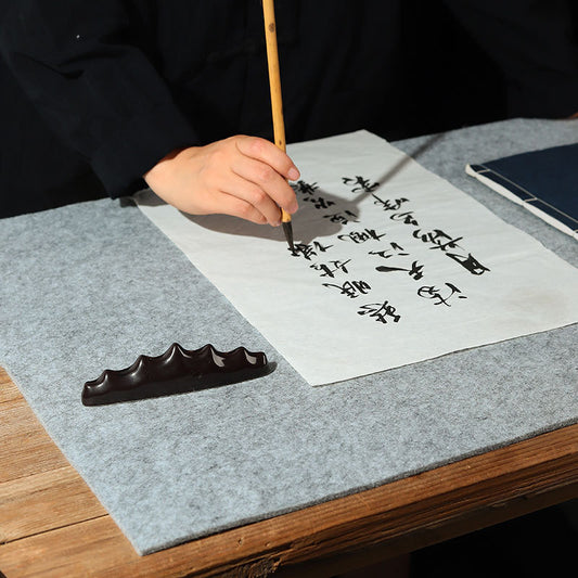 Aura Stroke | Premium Large Calligraphy Felt Mat | Super Absorbent, Protects Table & Prevents Ink Bleed (Grey/Black/White)