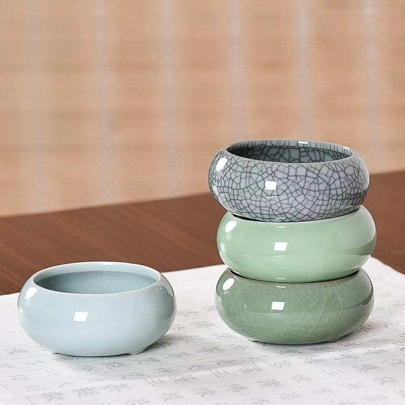 Aura Stroke | Ceramic Brush Washer for Calligraphy | 7.5cm Wide Mouth for Easy Cleaning