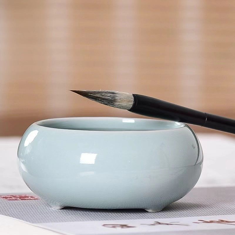Aura Stroke | Ceramic Brush Washer for Calligraphy | 7.5cm Wide Mouth for Easy Cleaning