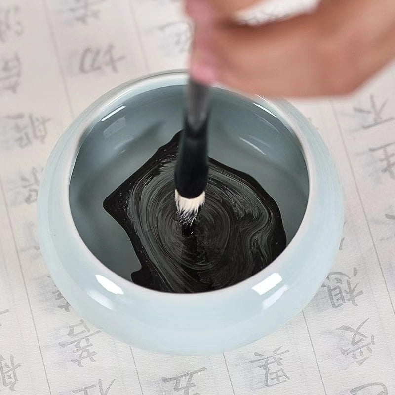 Aura Stroke | Ceramic Brush Washer for Calligraphy | 7.5cm Wide Mouth for Easy Cleaning