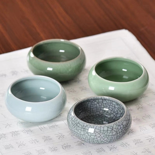 Aura Stroke | Ceramic Brush Washer for Calligraphy | 7.5cm Wide Mouth for Easy Cleaning