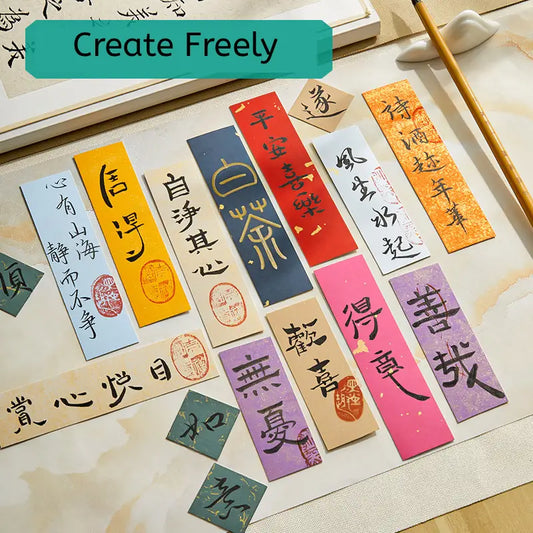 Aura Stroke | Calligraphy Wax-Resist Paper Strips for Phone Case Decor | 21 Assorted Designs, 3x12cm, Blank for DIY Writing & Crafts