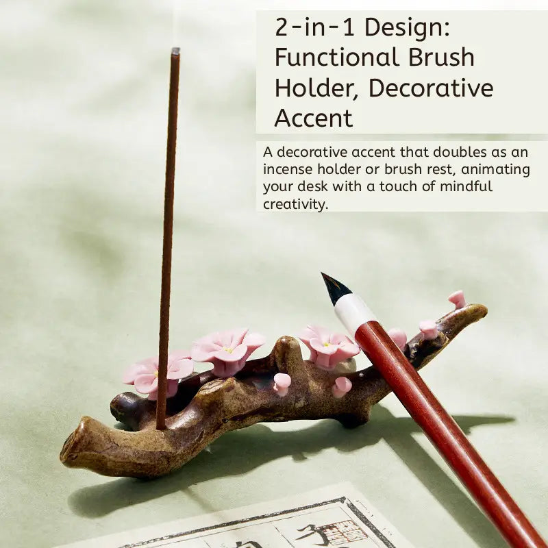 Aura Stroke | Hand-Pinched Ceramic Blossom Incense Holders & Brush Rests | Miniature Desk Sculptures