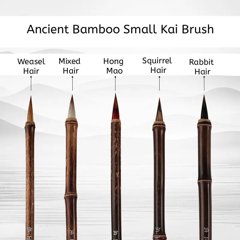 Aura Stroke | Master Calligraphy Brush Set | Weasel, Mixed, Hong Mao, Squirrel & Rabbit Hair | For Kai, Xing Script, Painting & Scripture