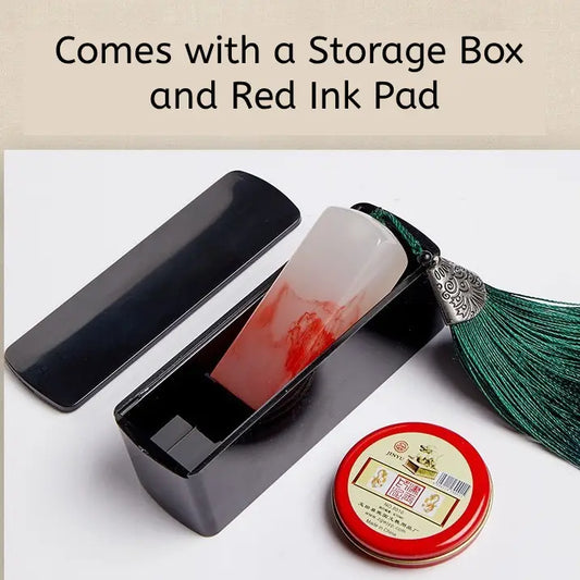 Aura Stroke | Personalized Resin Name Seal Stamp | Custom Engraved 2x2x6cm with Case & Ink