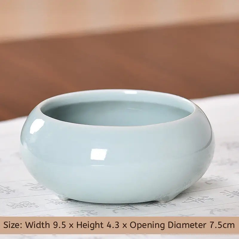 Aura Stroke | Ceramic Brush Washer for Calligraphy | 7.5cm Wide Mouth for Easy Cleaning