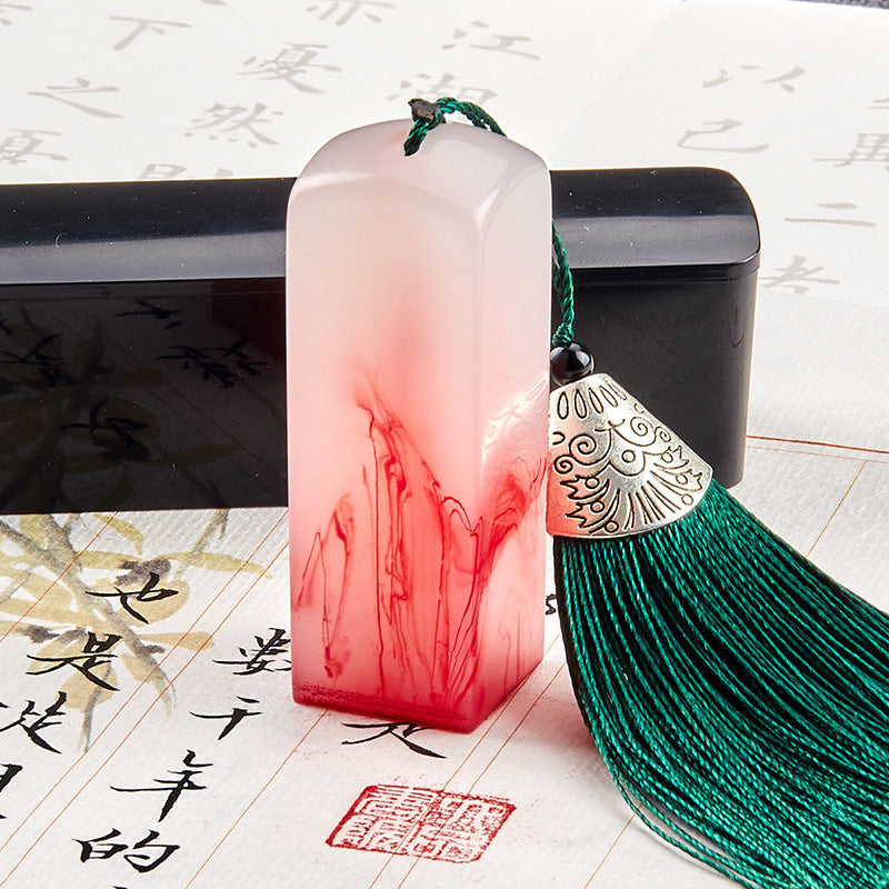 Aura Stroke | Personalized Resin Name Seal Stamp | Custom Engraved 2x2x6cm with Case & Ink