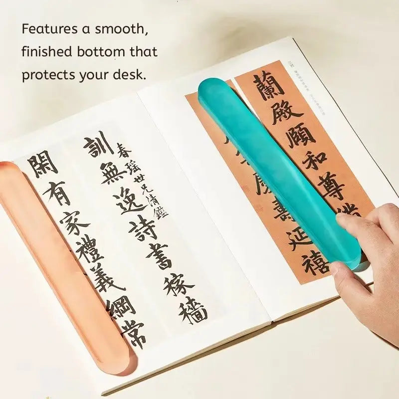 Aura Stroke | 22.5cm Glass Paperweight & Brush Rest | Luminescent Desk Sculpture for Calligraphy